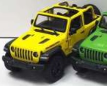 1/36 2018 Jeep Wrangler open top, Yellow 1/36 2018 Jeep Wrangler open top, with pullback action, yellow