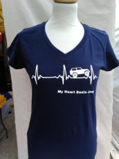 T-shirt V-hals Heart Beat - Navy Blue